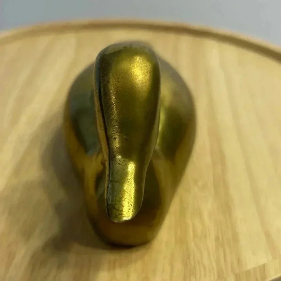Vintage Large Solid Brass Mallard Duck Figurine Paperweight Door Stop 9” X 4” - Picture 5 of 7